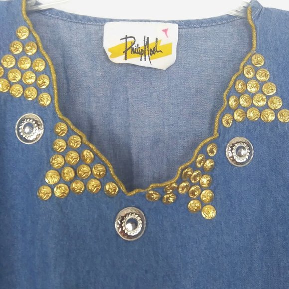 Vintage Phillip Noel Chambray Studded Tunic - Picture 3 of 4